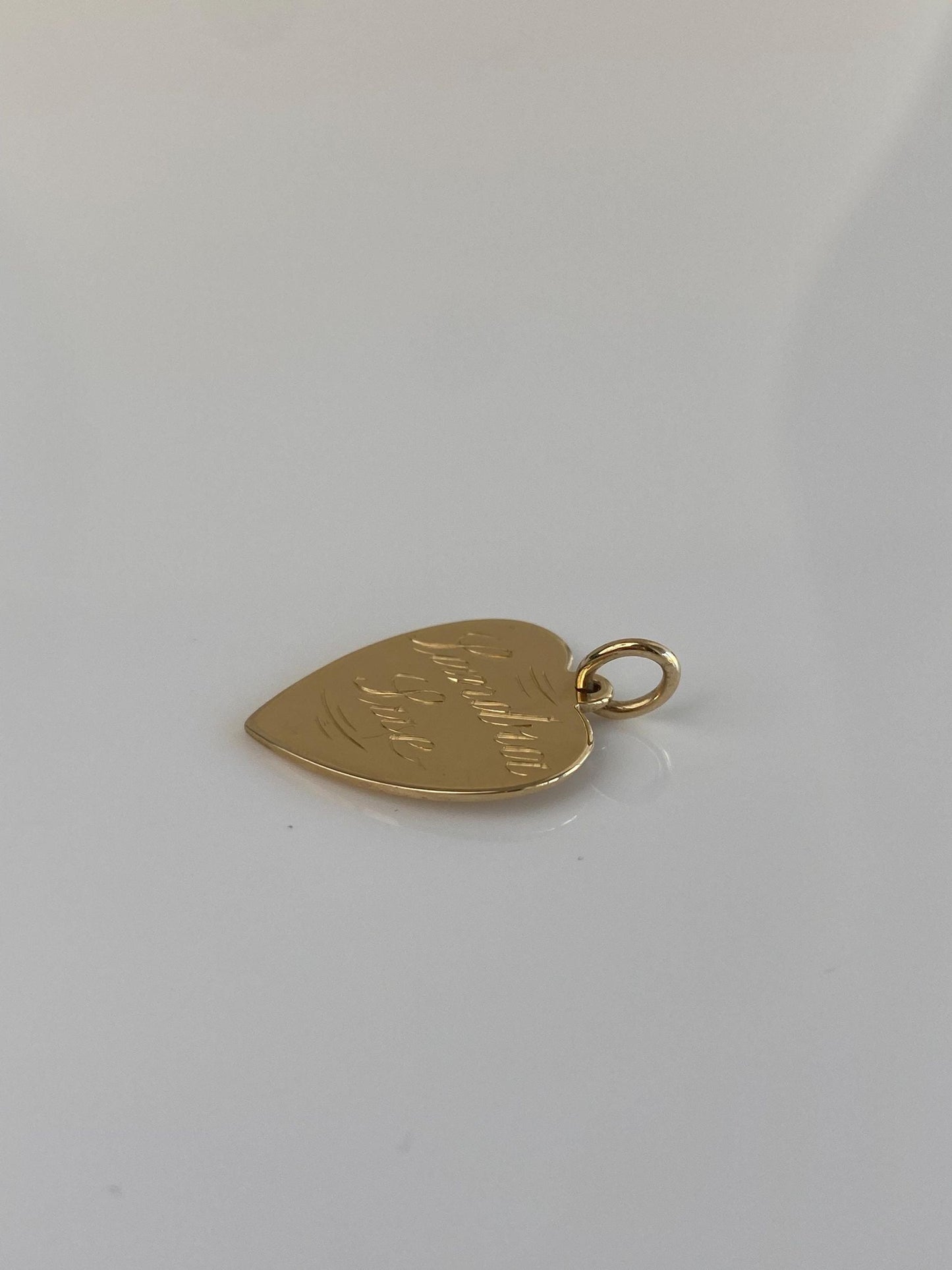 Vintage Solid 14k Yellow Gold 'Sandra Sue' Engraved Heart Charm