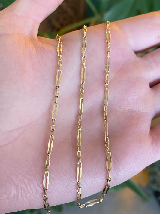 Vintage Solid 18k Yellow Gold Fancy Link Chain Necklace - 20 inches
