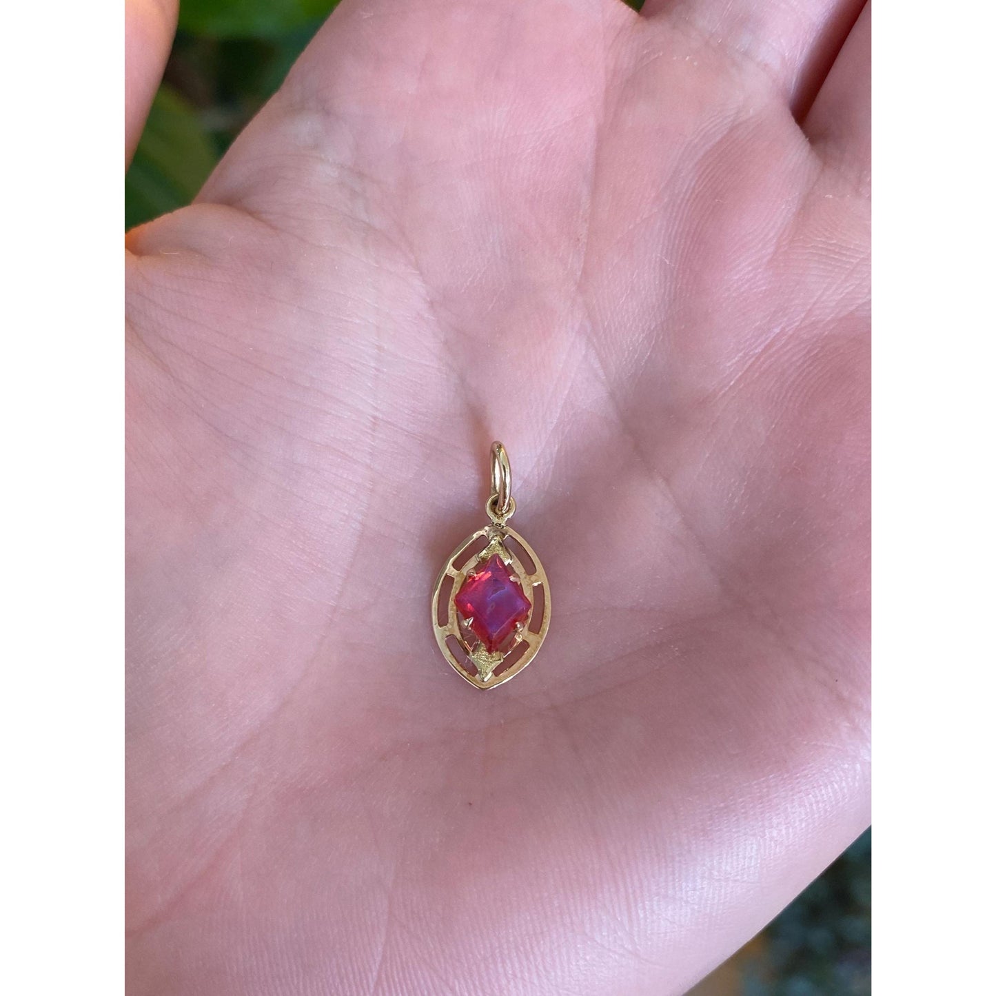 Vintage Solid 10k Yellow Gold Pink Cubic Zirconia Stick Pin Conversion Charm