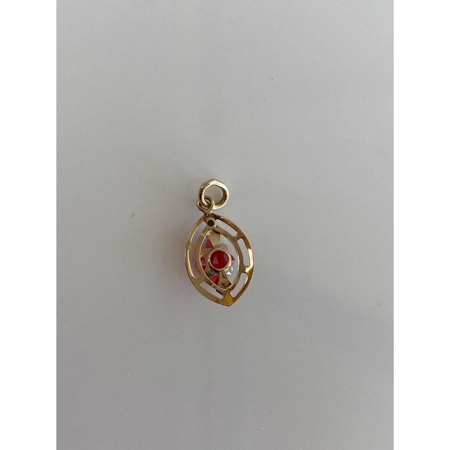 Vintage Solid 10k Yellow Gold Pink Cubic Zirconia Stick Pin Conversion Charm