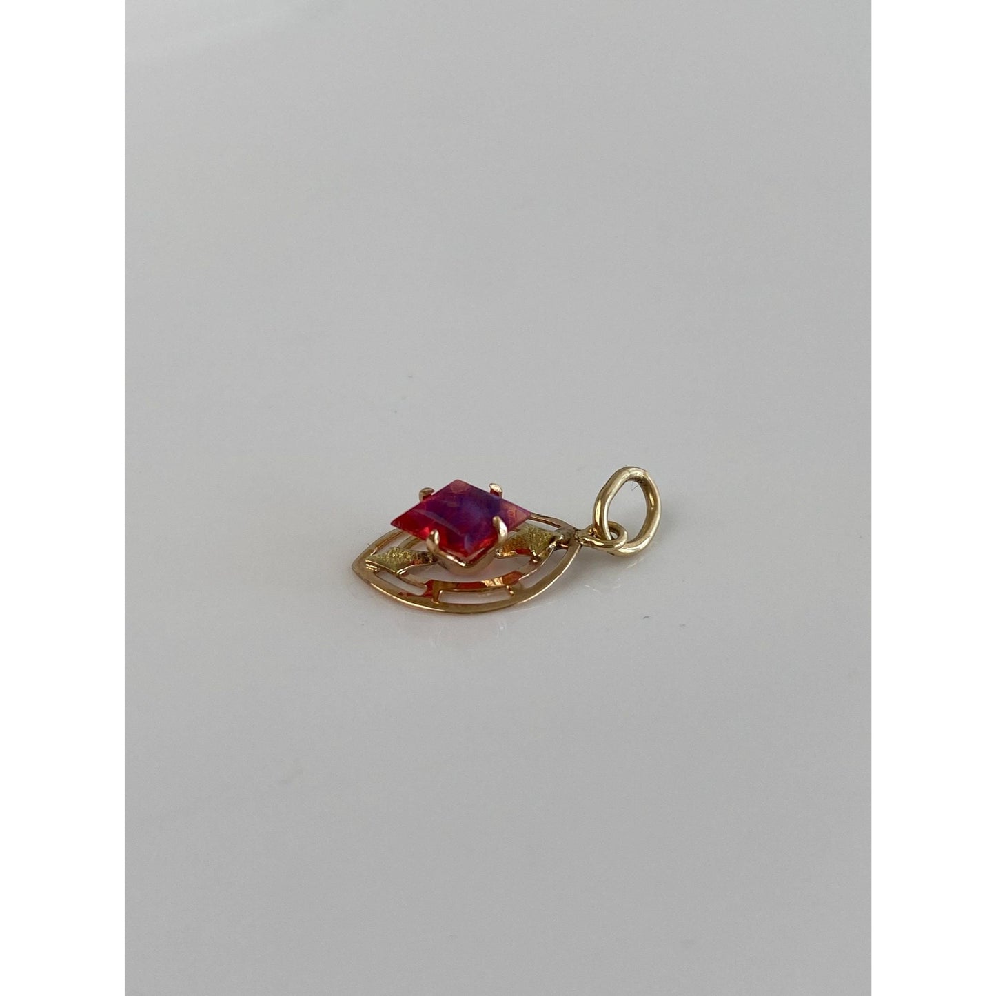 Vintage Solid 10k Yellow Gold Pink Cubic Zirconia Stick Pin Conversion Charm