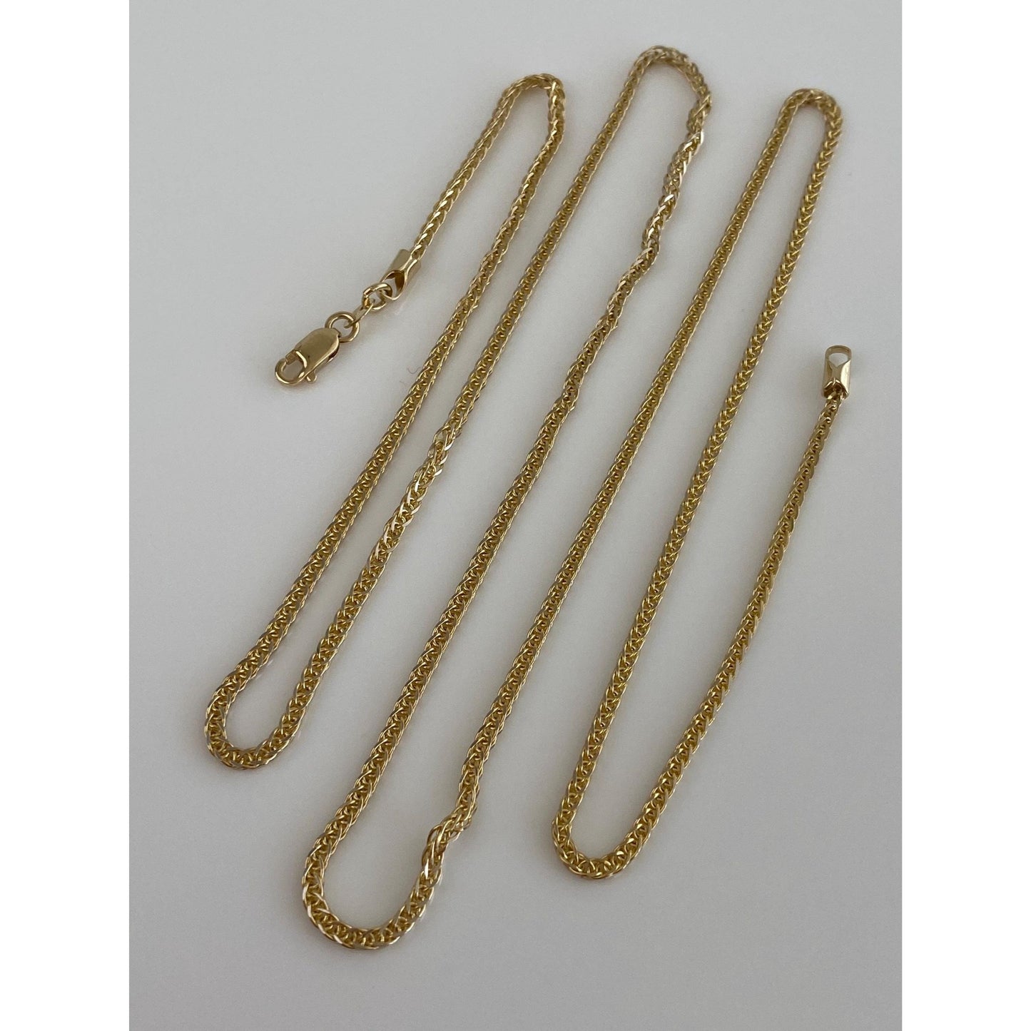 Solid 14k Yellow Gold Square Wheat Chain Necklace - 24.25 inches