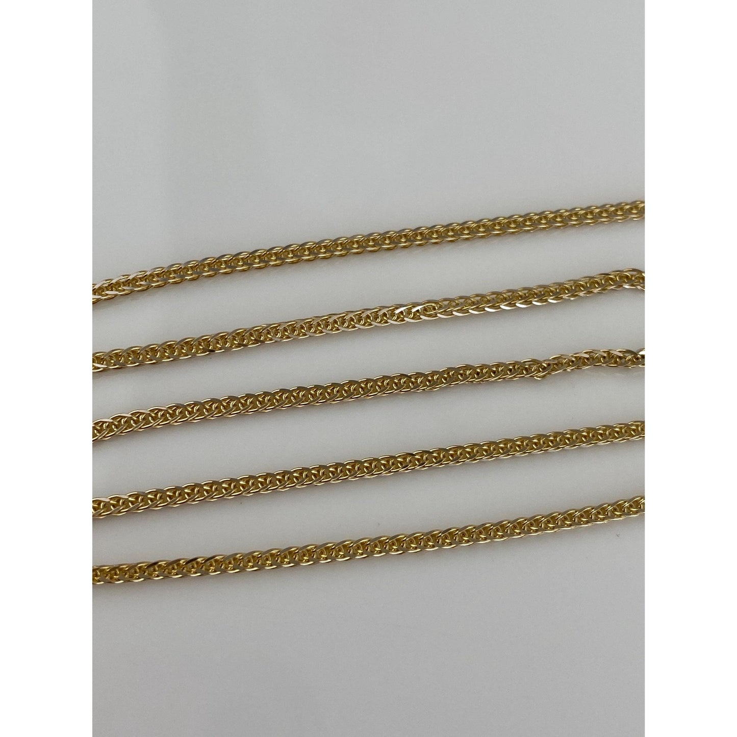 Solid 14k Yellow Gold Square Wheat Chain Necklace - 24.25 inches