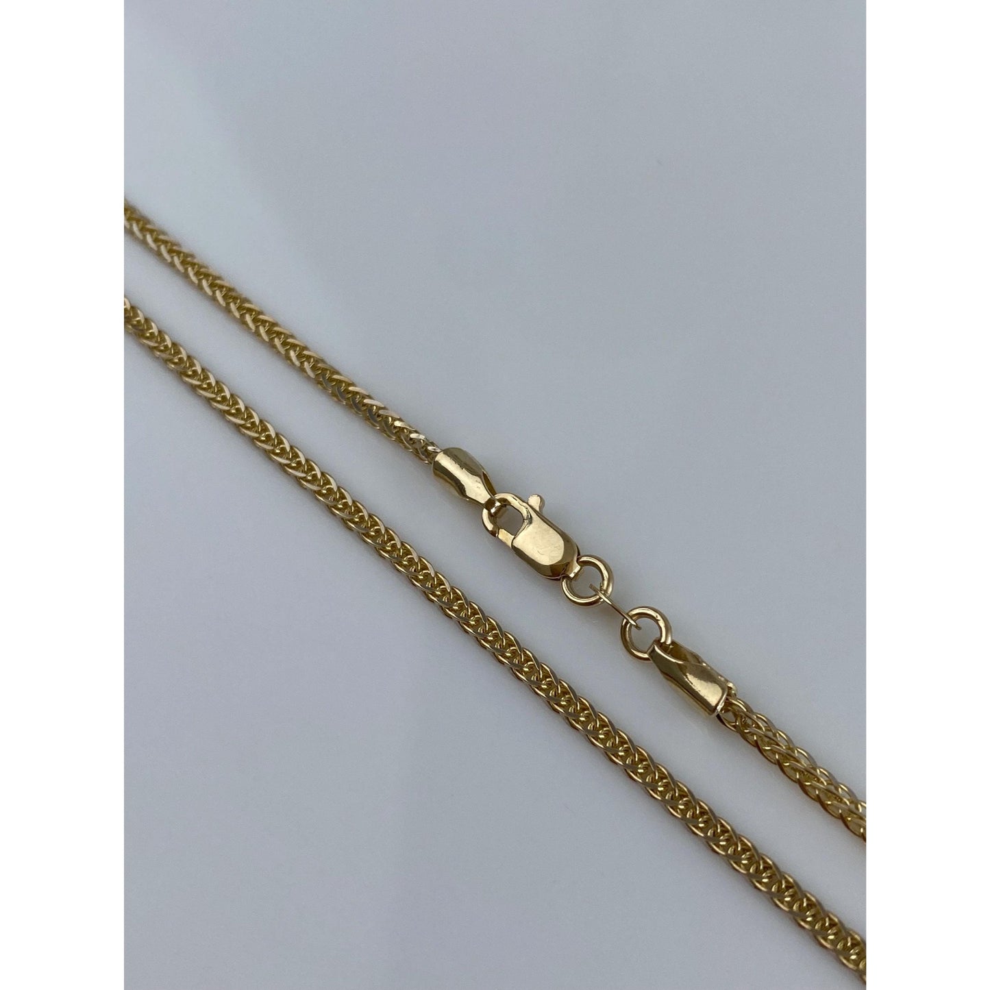 Solid 14k Yellow Gold Square Wheat Chain Necklace - 24.25 inches