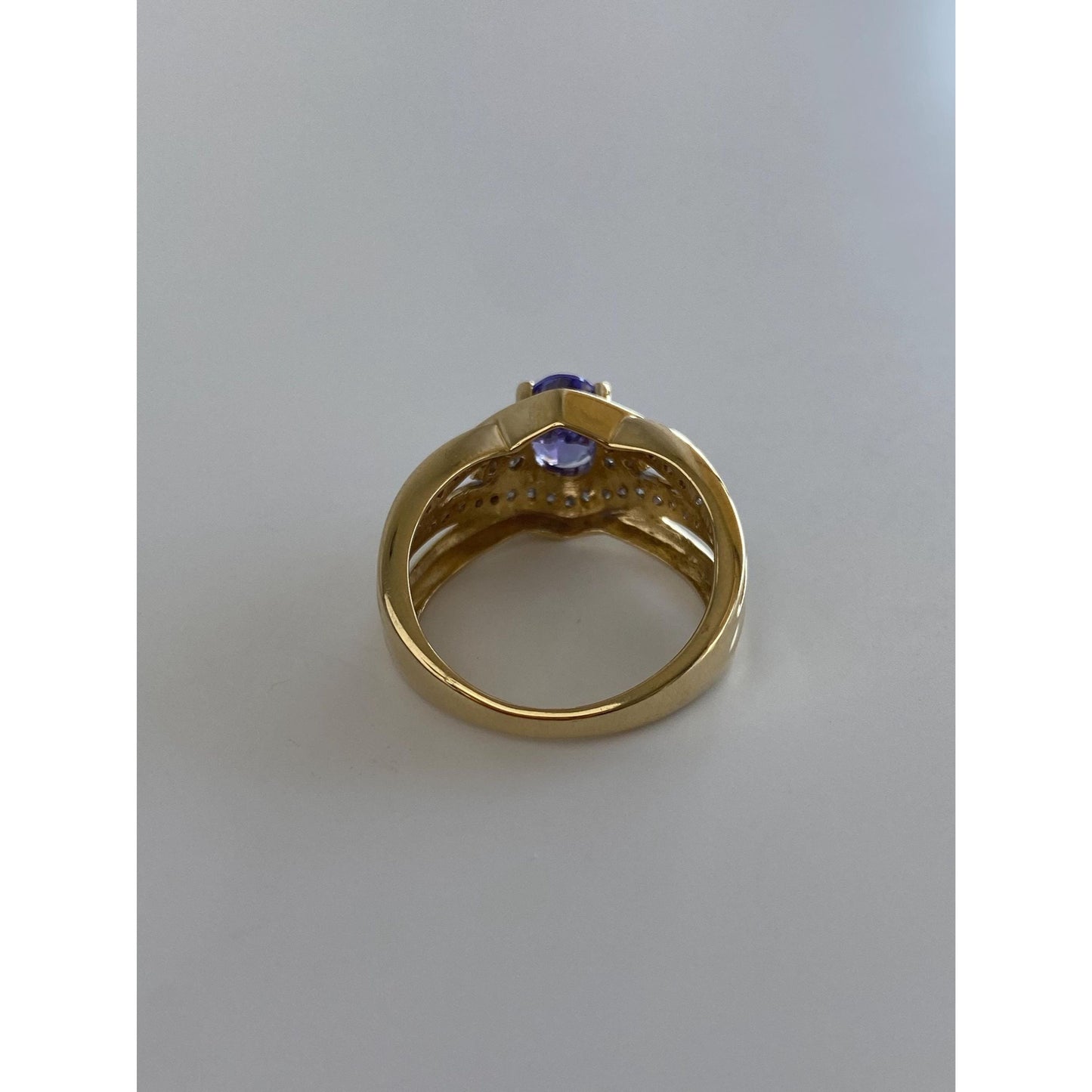 Solid 14k Yellow Gold Diamond Tanzanite Ring - Size 6.75