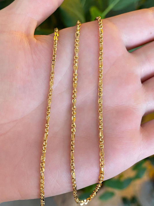 Vintage 14k Yellow Gold Fancy Chain Necklace - 16.75 inches