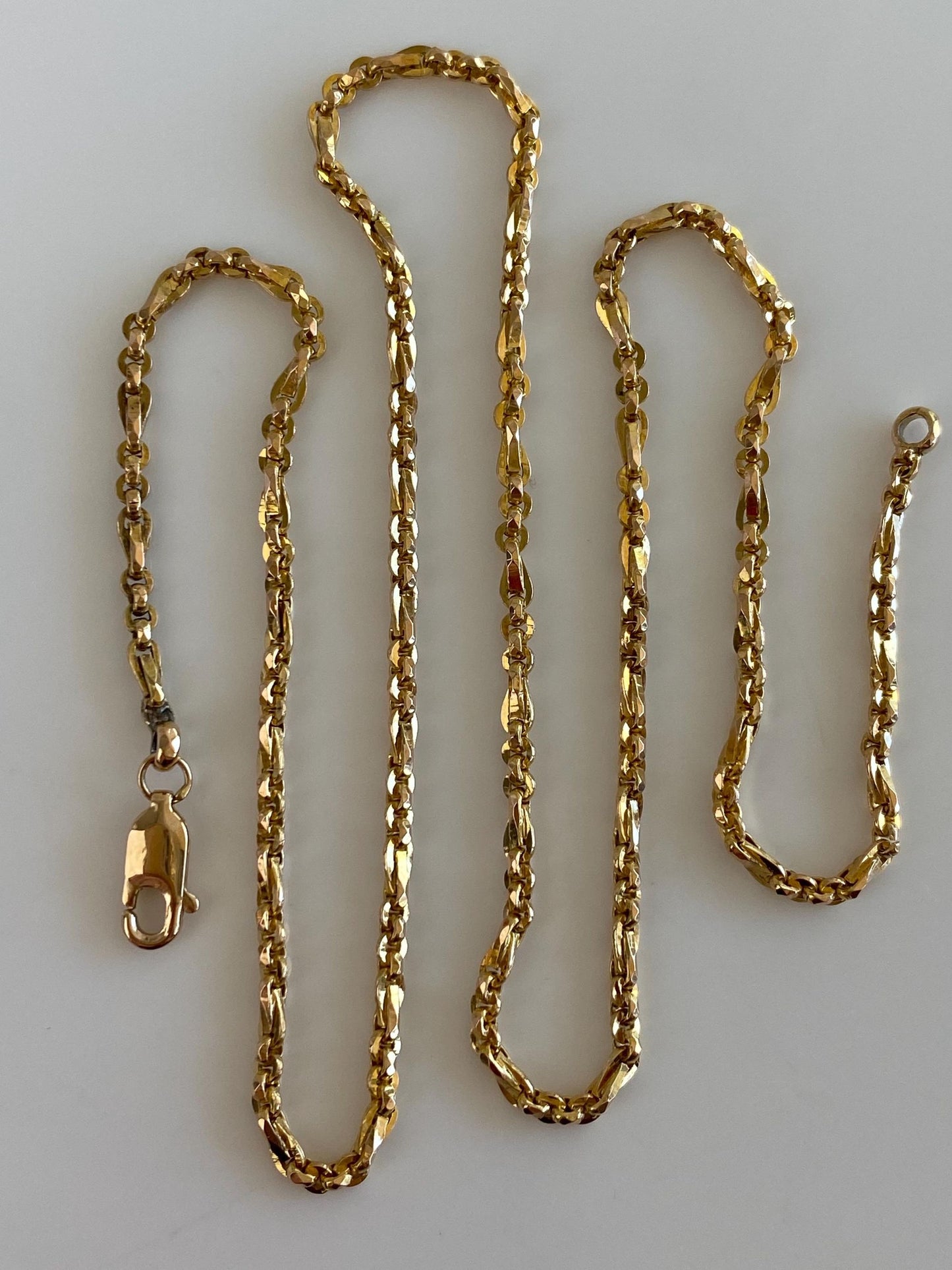 Vintage 14k Yellow Gold Fancy Chain Necklace - 16.75 inches