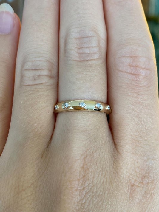 Vintage Solid 14k Yellow Gold Diamond Ring Band - Size 6.75