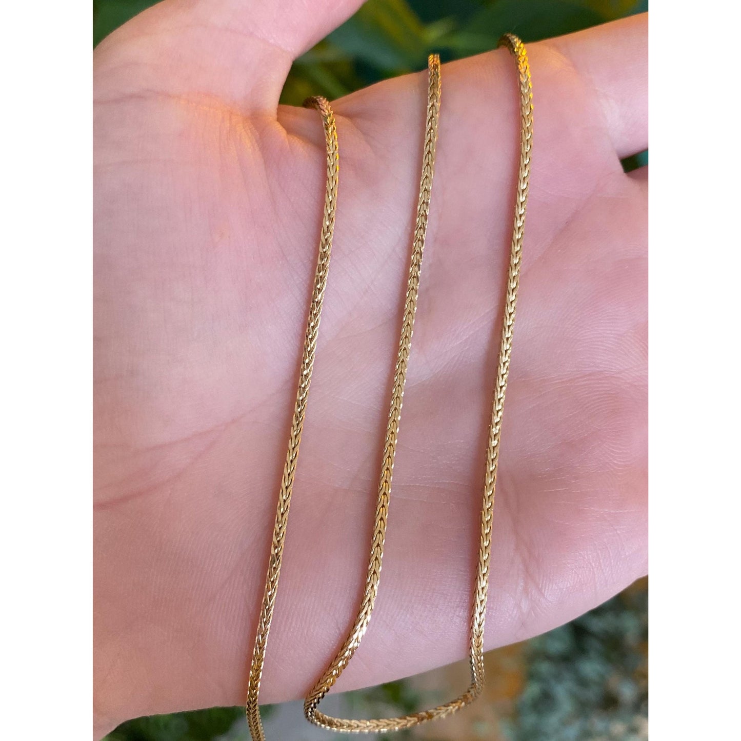 Solid 14k Yellow Gold Square Wheat Chain Necklace - 20 inches