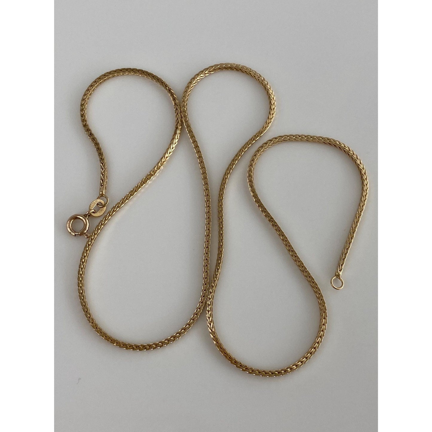 Solid 14k Yellow Gold Square Wheat Chain Necklace - 20 inches