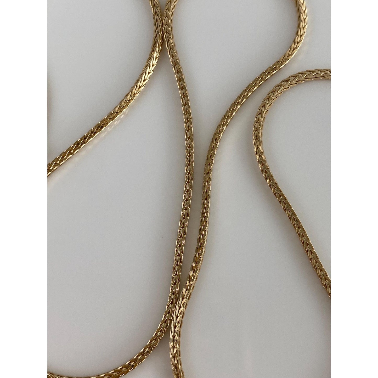 Solid 14k Yellow Gold Square Wheat Chain Necklace - 20 inches