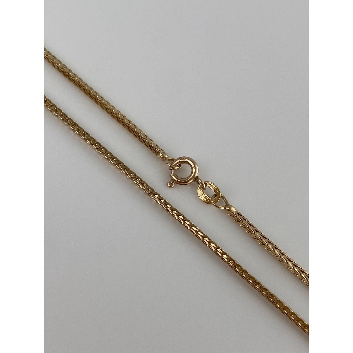 Solid 14k Yellow Gold Square Wheat Chain Necklace - 20 inches