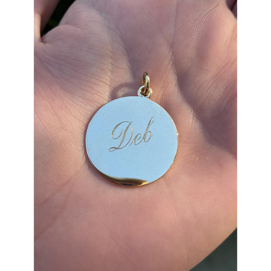 Solid 14k Yellow Gold Engraved 'Deb 1969' Charm