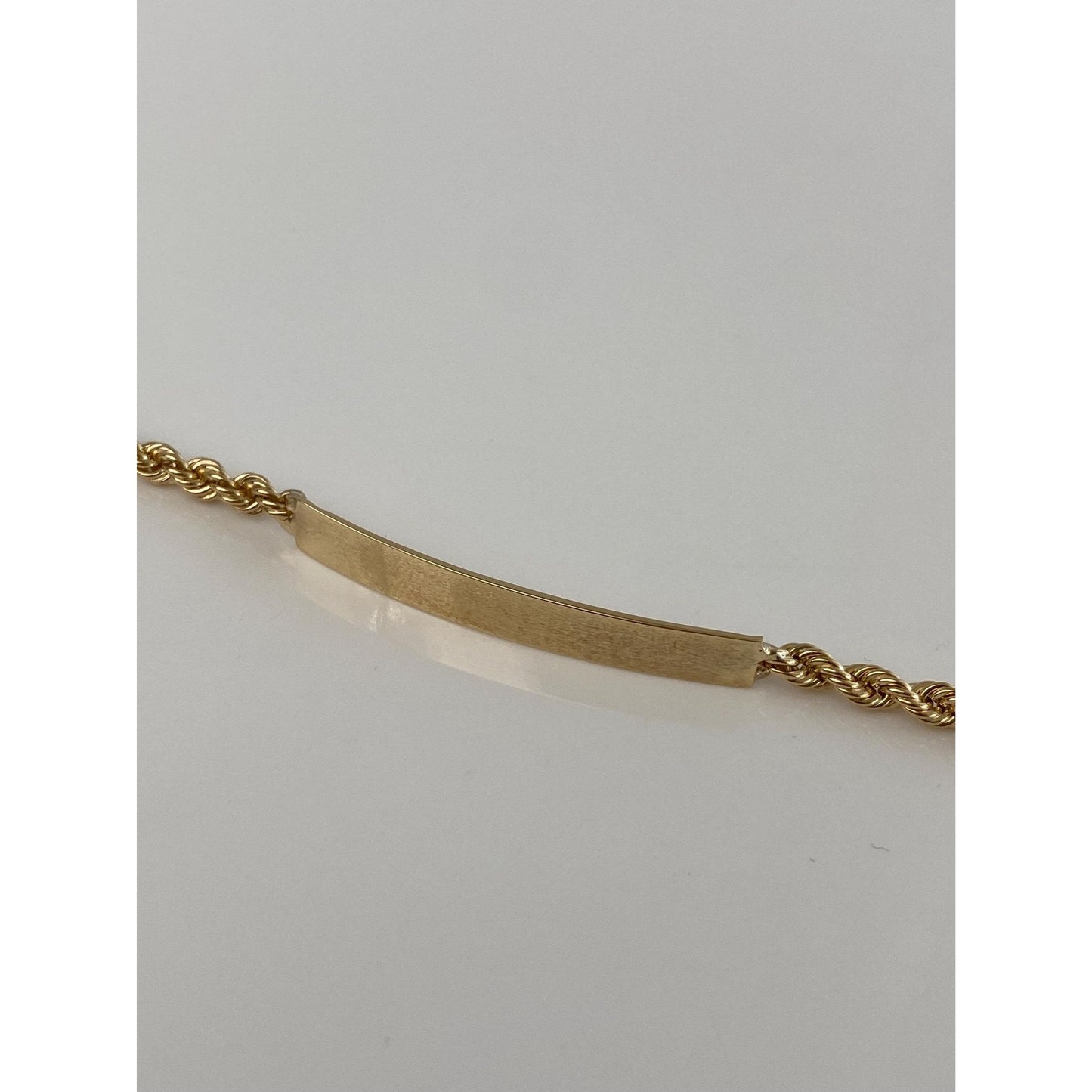 Vintage Solid 14k Yellow Gold Rope Chain ID Bracelet - 6 inches