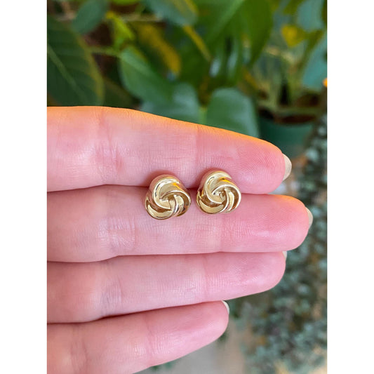 Vintage Solid 14k Yellow Gold Knot Stud Earrings