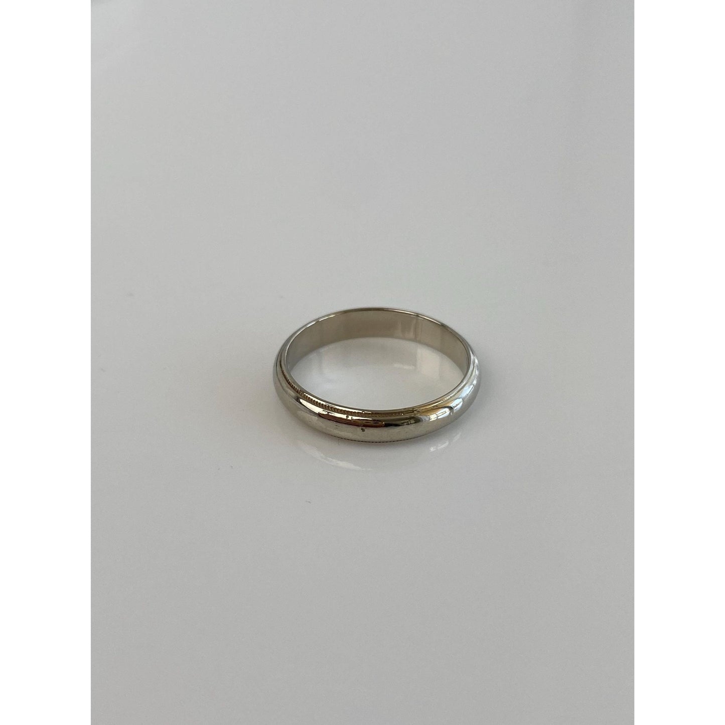 Vintage Solid 14k White Gold Miligrain Ring Band - Size 6.5