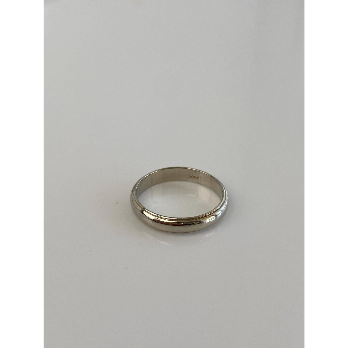 Vintage Solid 14k White Gold Miligrain Ring Band - Size 6.5