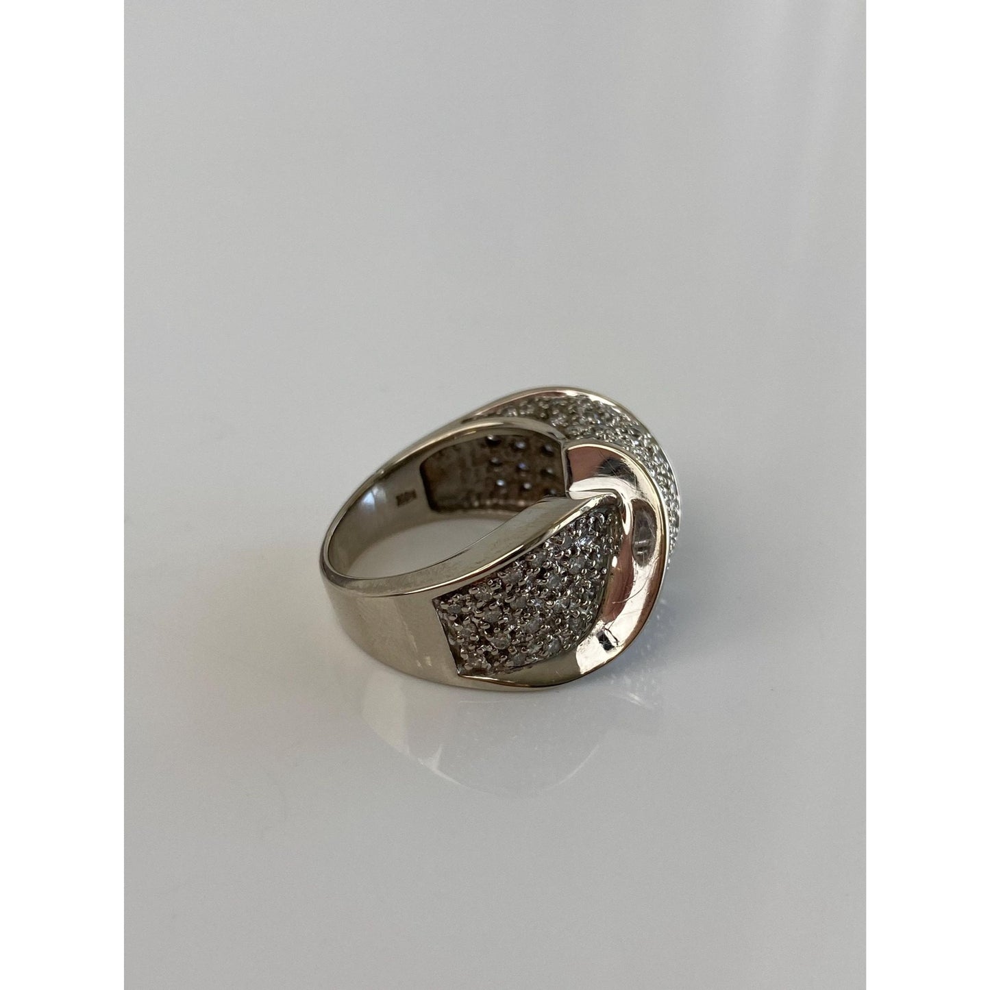 Vintage Solid 14k White Gold Diamond Twist Ring Band - Size 6.25