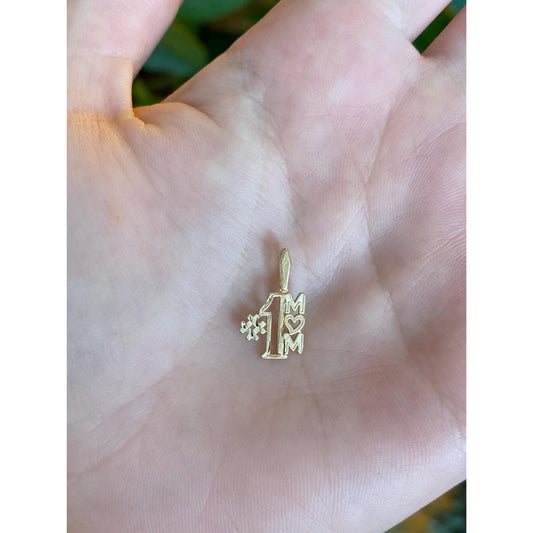 Vintage Solid 14k Yellow Gold '#1 Mom' Charm
