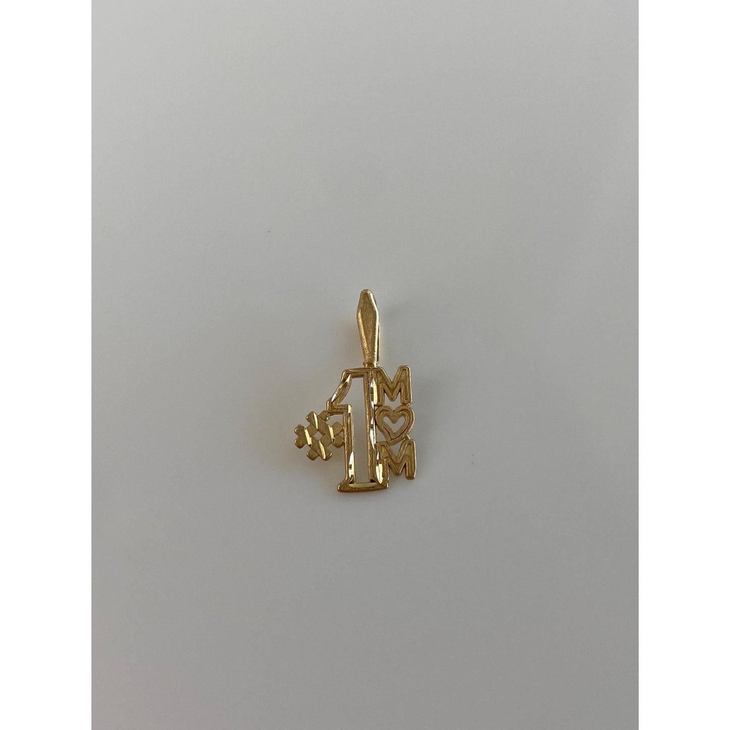 Vintage Solid 14k Yellow Gold '#1 Mom' Charm