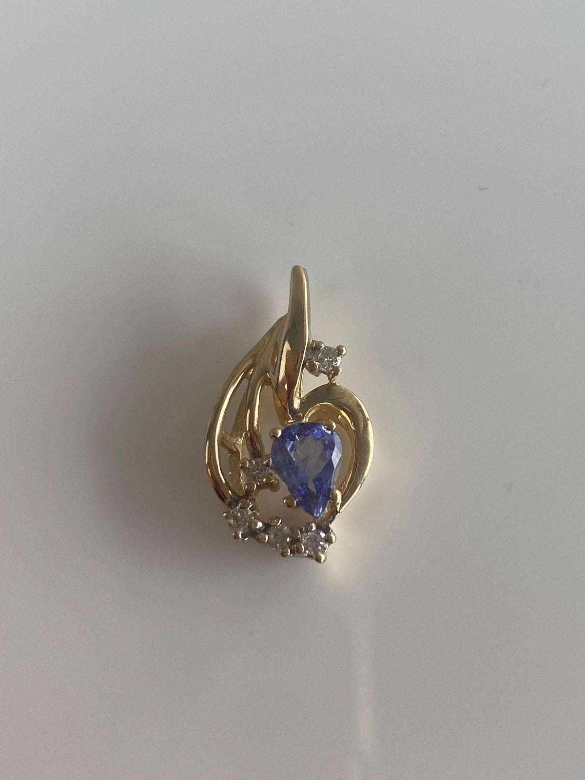 Solid 14k Yellow Gold Diamonds Tanzanite Charm