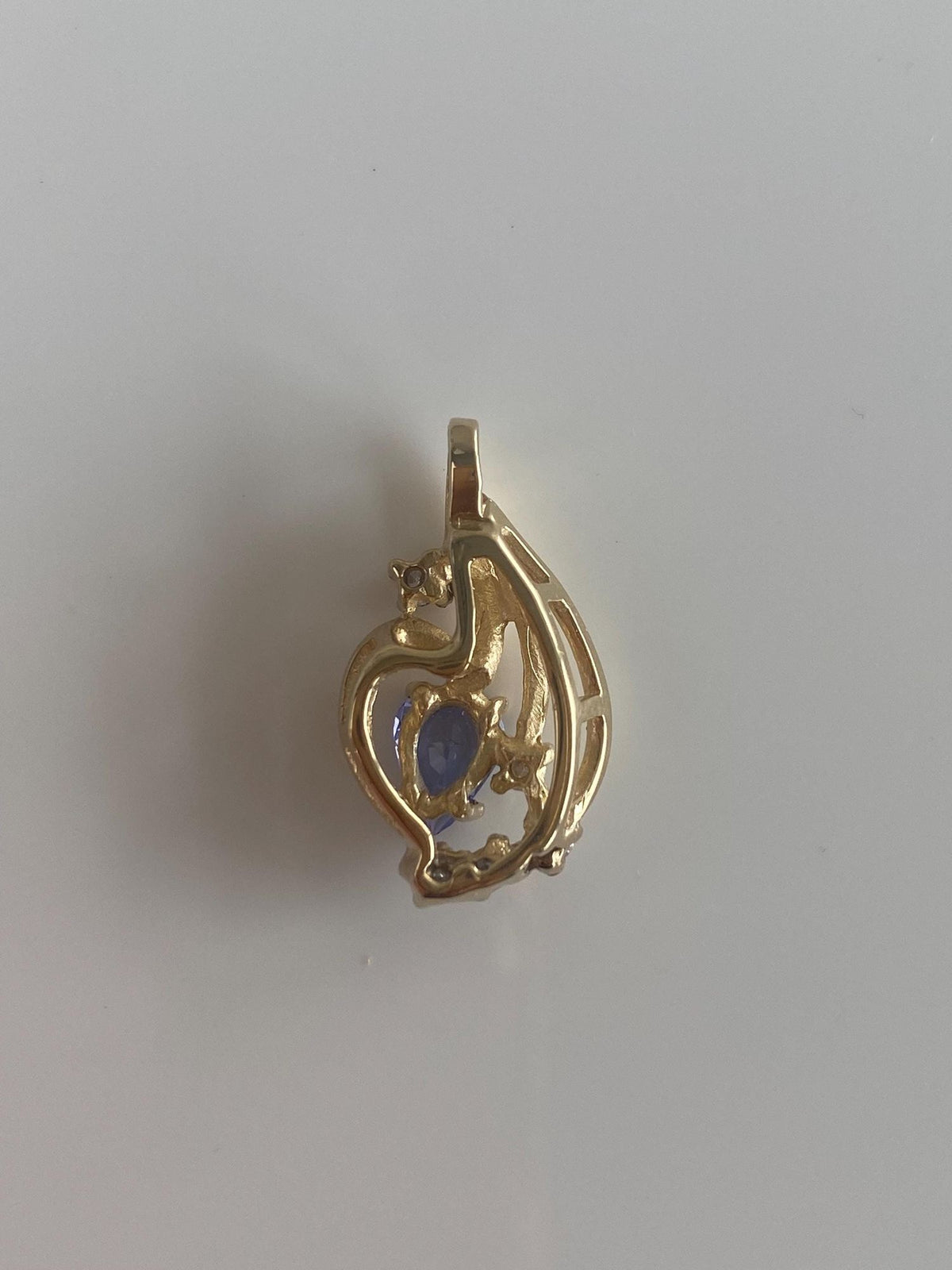 Solid 14k Yellow Gold Diamonds Tanzanite Charm