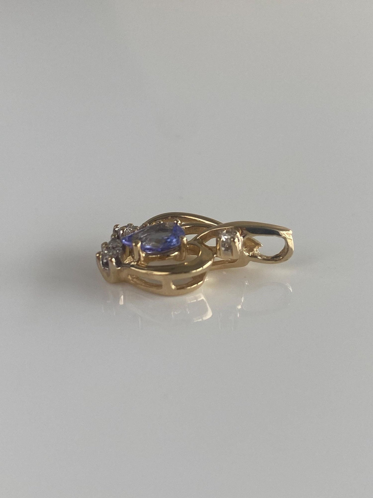 Solid 14k Yellow Gold Diamonds Tanzanite Charm