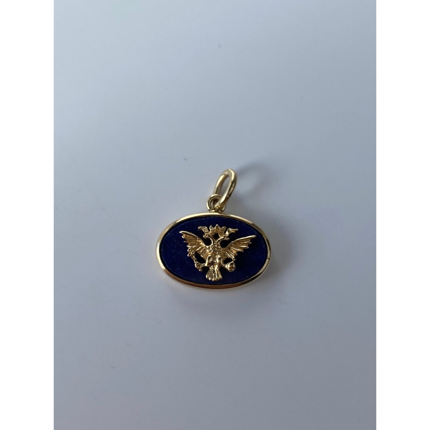 Vintage Solid 14k Yellow Gold Lapis Lazuli Eagle Charm