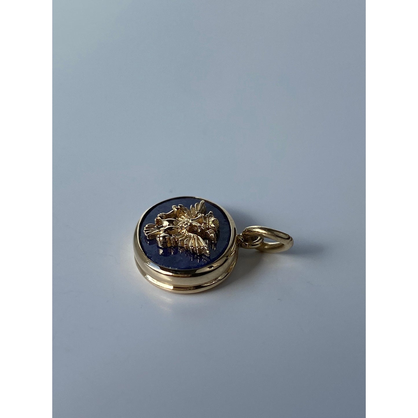 Vintage Solid 14k Yellow Gold Lapis Lazuli Eagle Charm