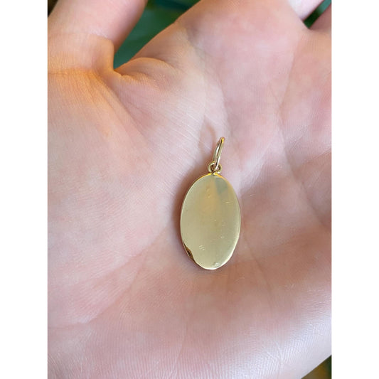 Vintage Solid 14k Yellow Gold Oval Cufflink Conversion Charm