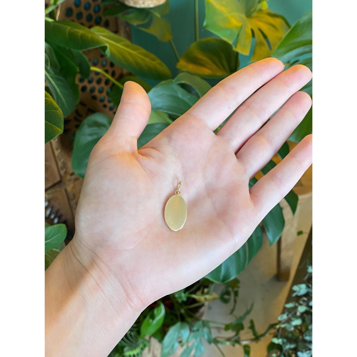 Vintage Solid 14k Yellow Gold Oval Cufflink Conversion Charm