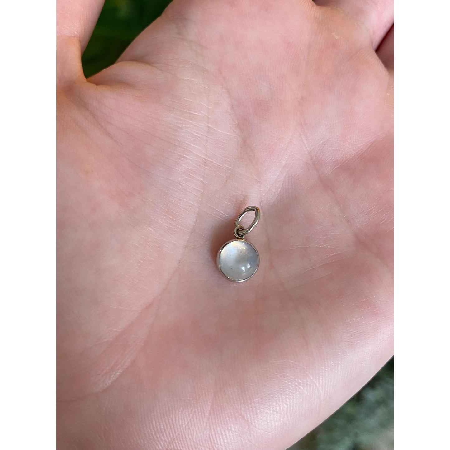 Vintage Solid 14k Yellow Gold & Platinum Little Moonstone Cufflink Conversion Charm