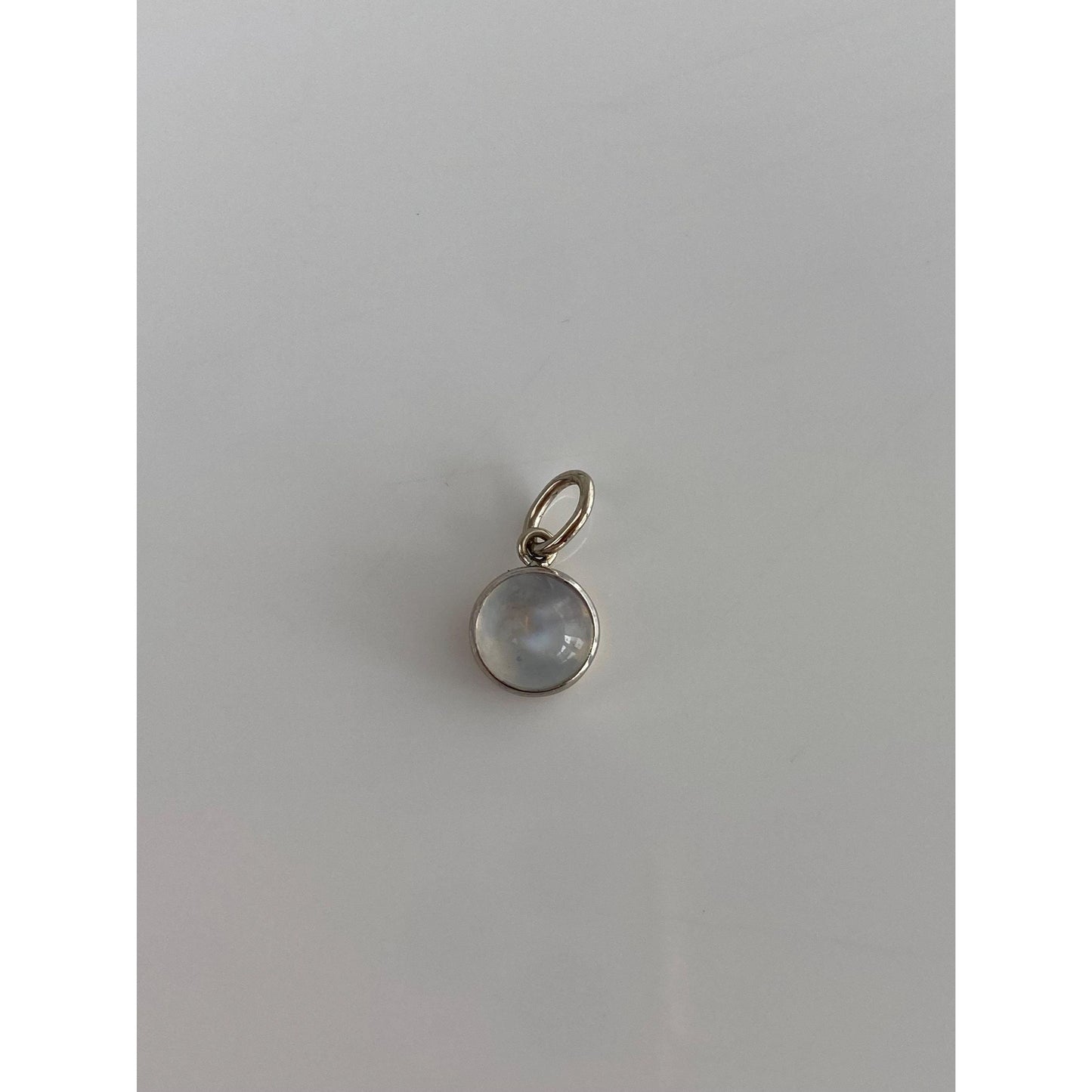 Vintage Solid 14k Yellow Gold & Platinum Little Moonstone Cufflink Conversion Charm