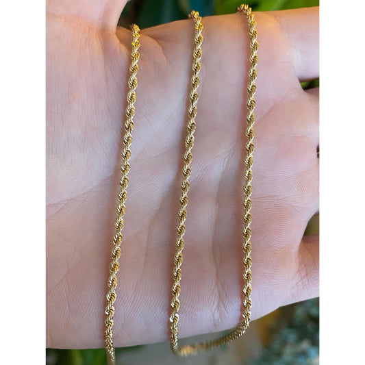 Vintage Solid 14k Yellow Gold Long Rope Chain Necklace - 28.5 inches