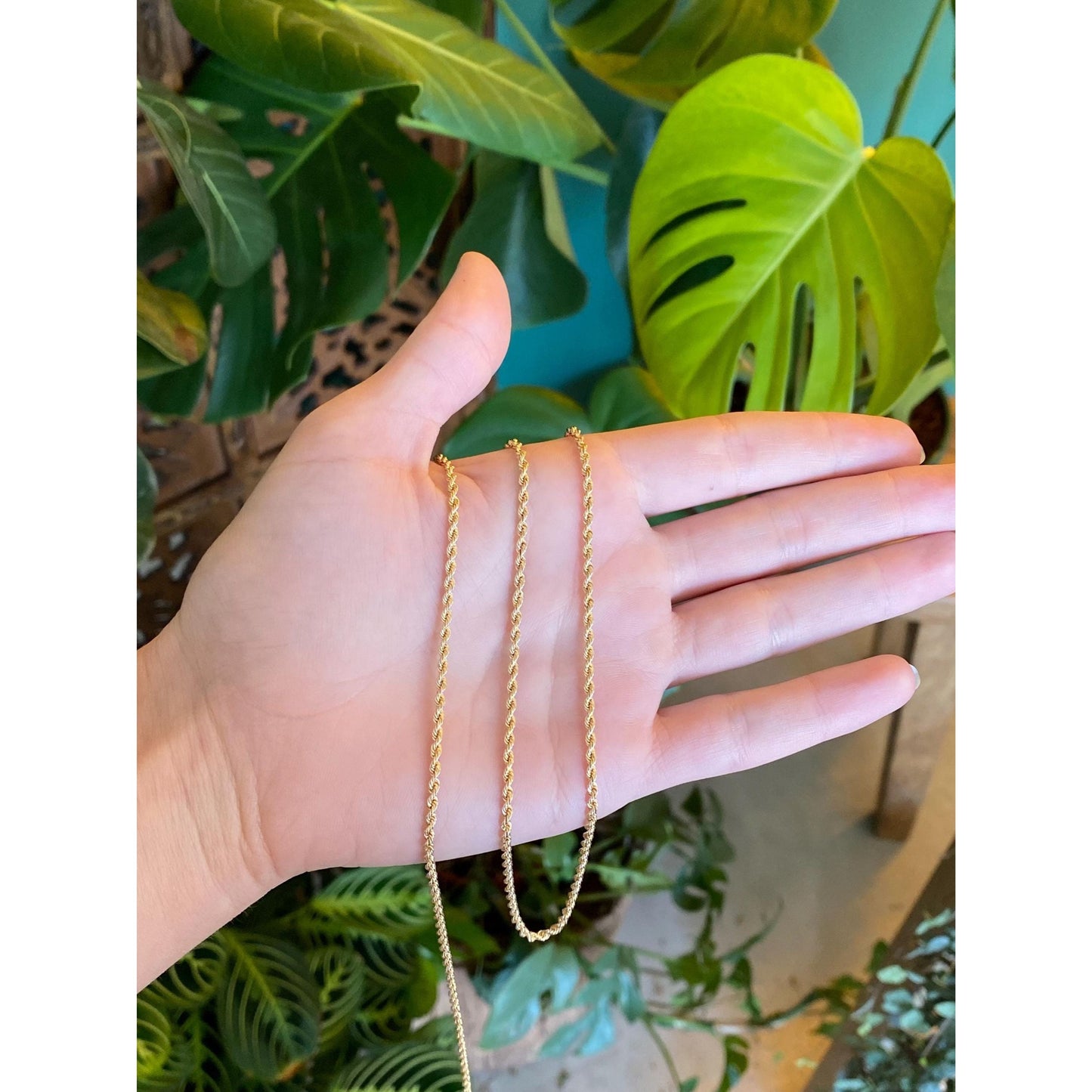 Vintage Solid 14k Yellow Gold Long Rope Chain Necklace - 28.5 inches