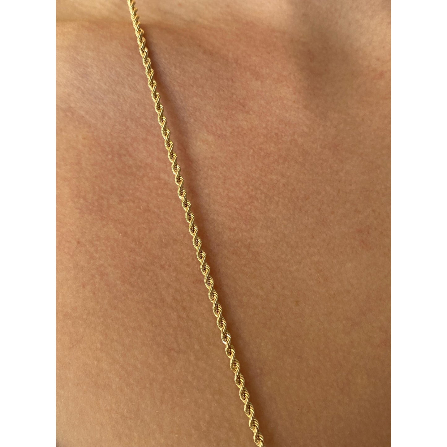 Vintage Solid 14k Yellow Gold Long Rope Chain Necklace - 28.5 inches