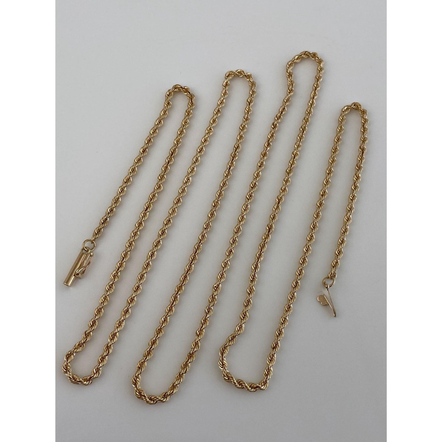 Vintage Solid 14k Yellow Gold Long Rope Chain Necklace - 28.5 inches