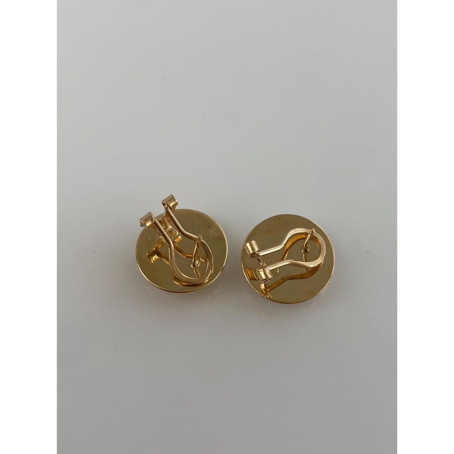 Vintage 14k Yellow Gold Mother of Pearl Twist Border Drop Earrings