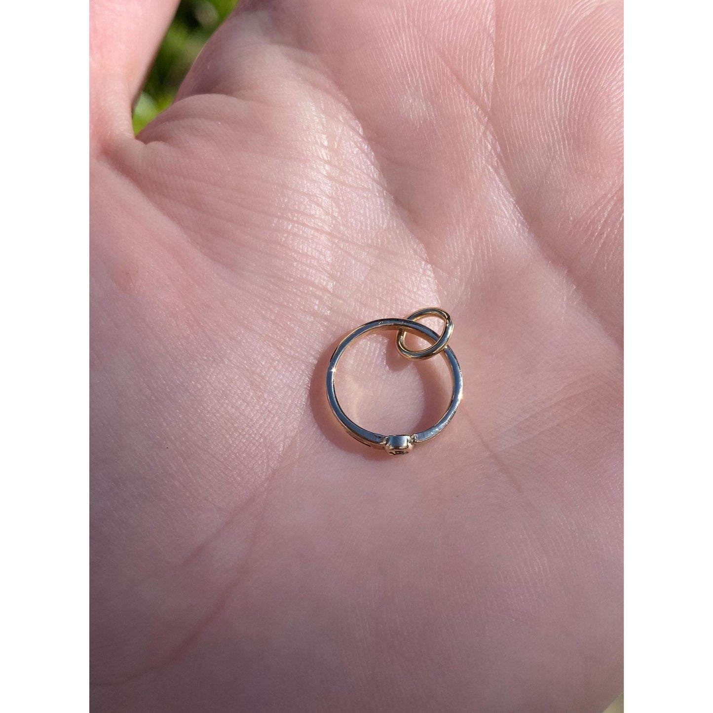 Vintage Solid 14k Yellow Gold Cubic Zirconia Ring Charm