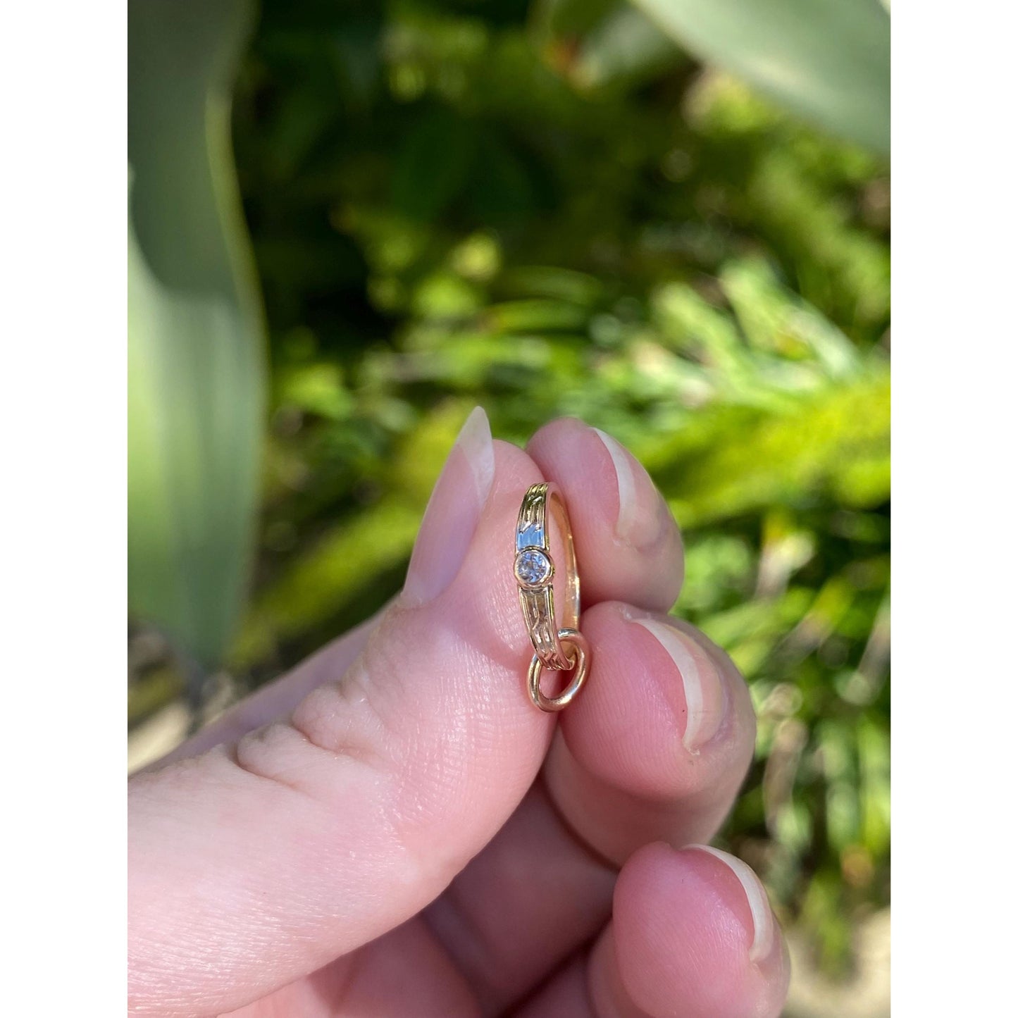 Vintage Solid 14k Yellow Gold Cubic Zirconia Ring Charm