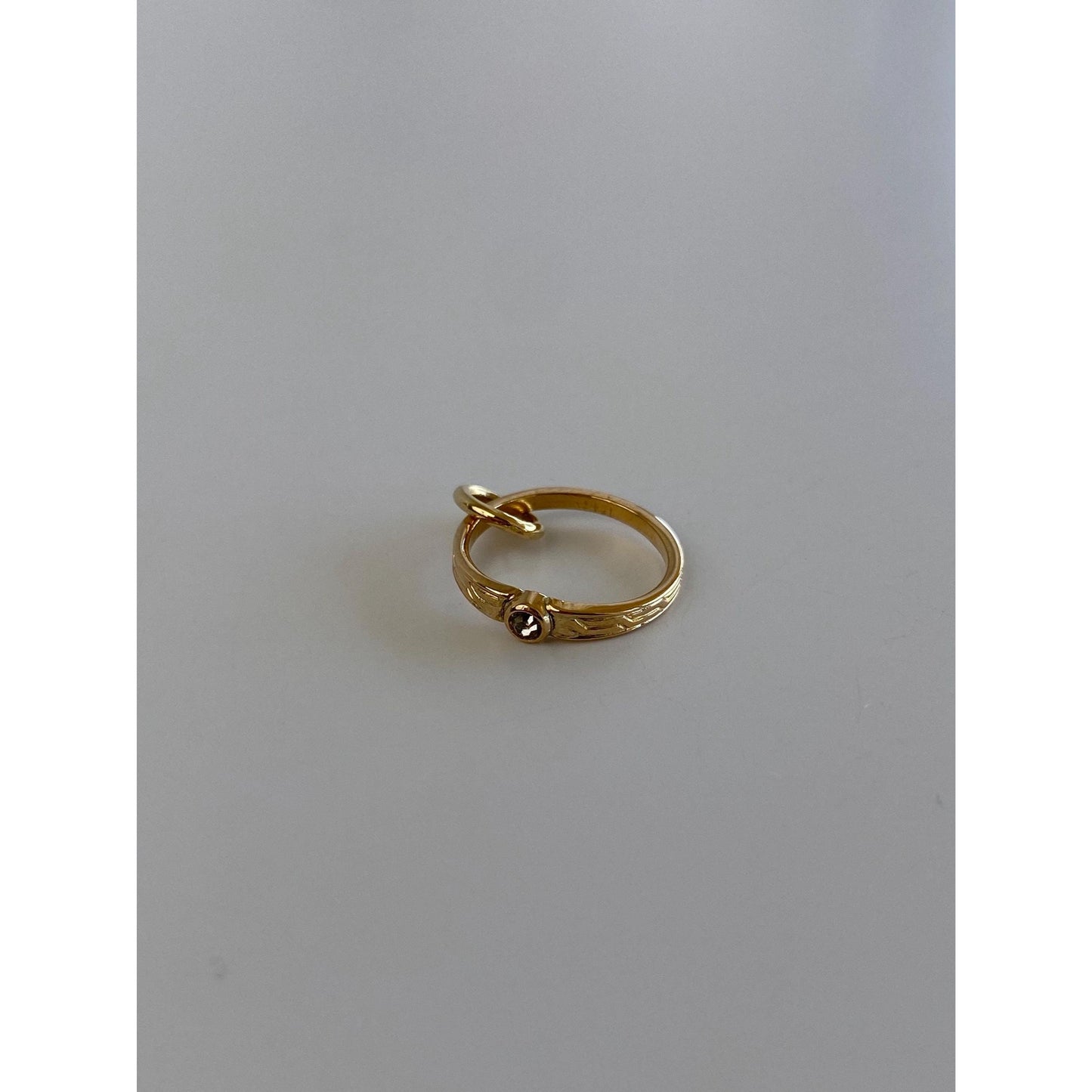 Vintage Solid 14k Yellow Gold Cubic Zirconia Ring Charm