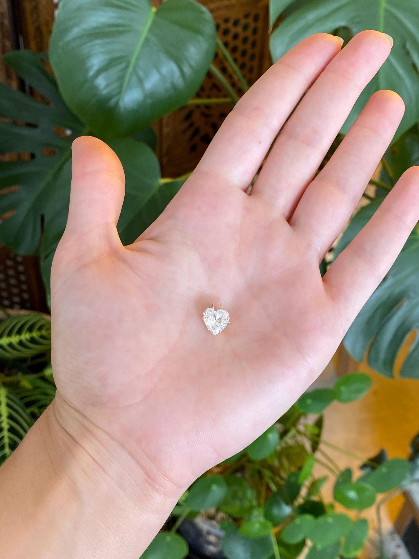 Vintage Solid 14k Yellow Gold Cubic Zirconia Heart Charm