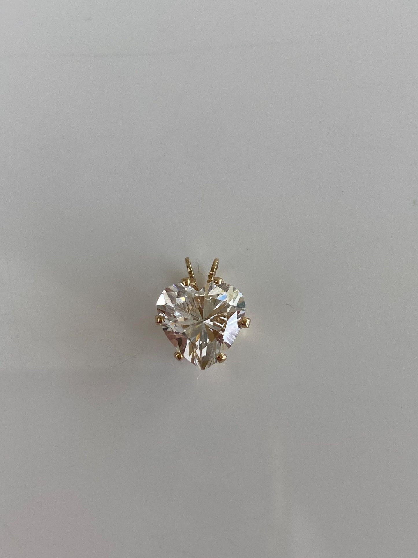 Vintage Solid 14k Yellow Gold Cubic Zirconia Heart Charm