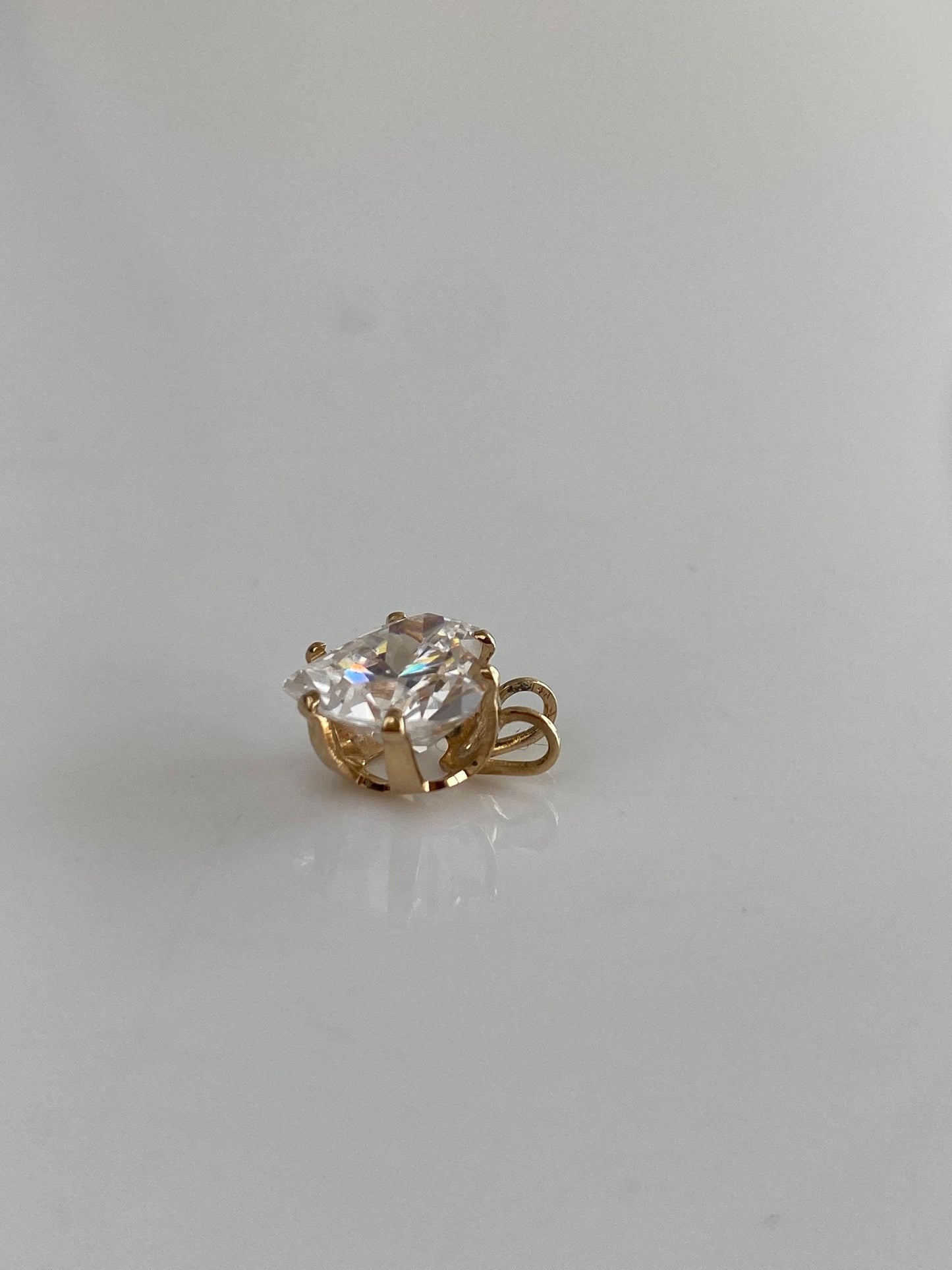 Vintage Solid 14k Yellow Gold Cubic Zirconia Heart Charm