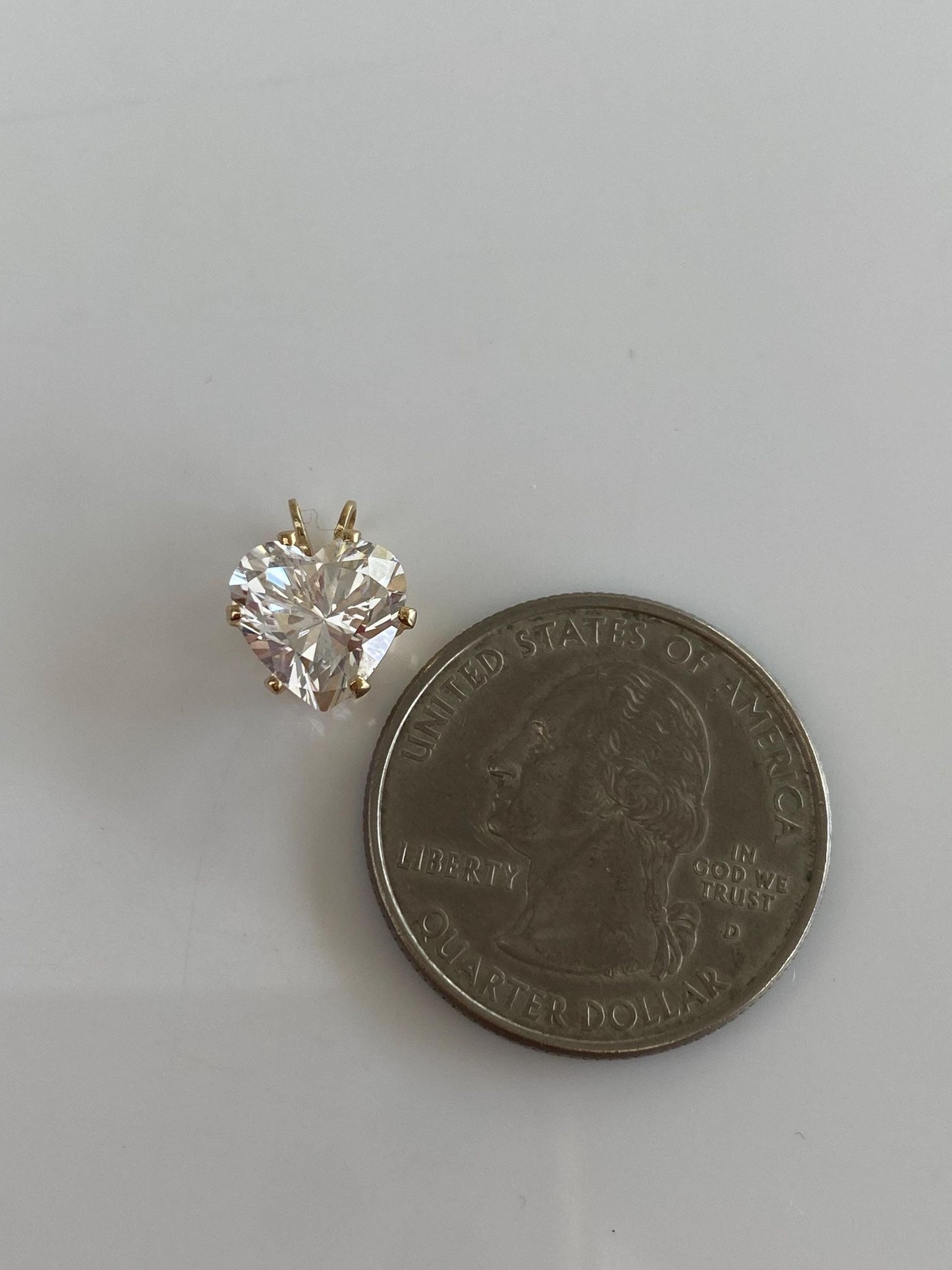 Vintage Solid 14k Yellow Gold Cubic Zirconia Heart Charm