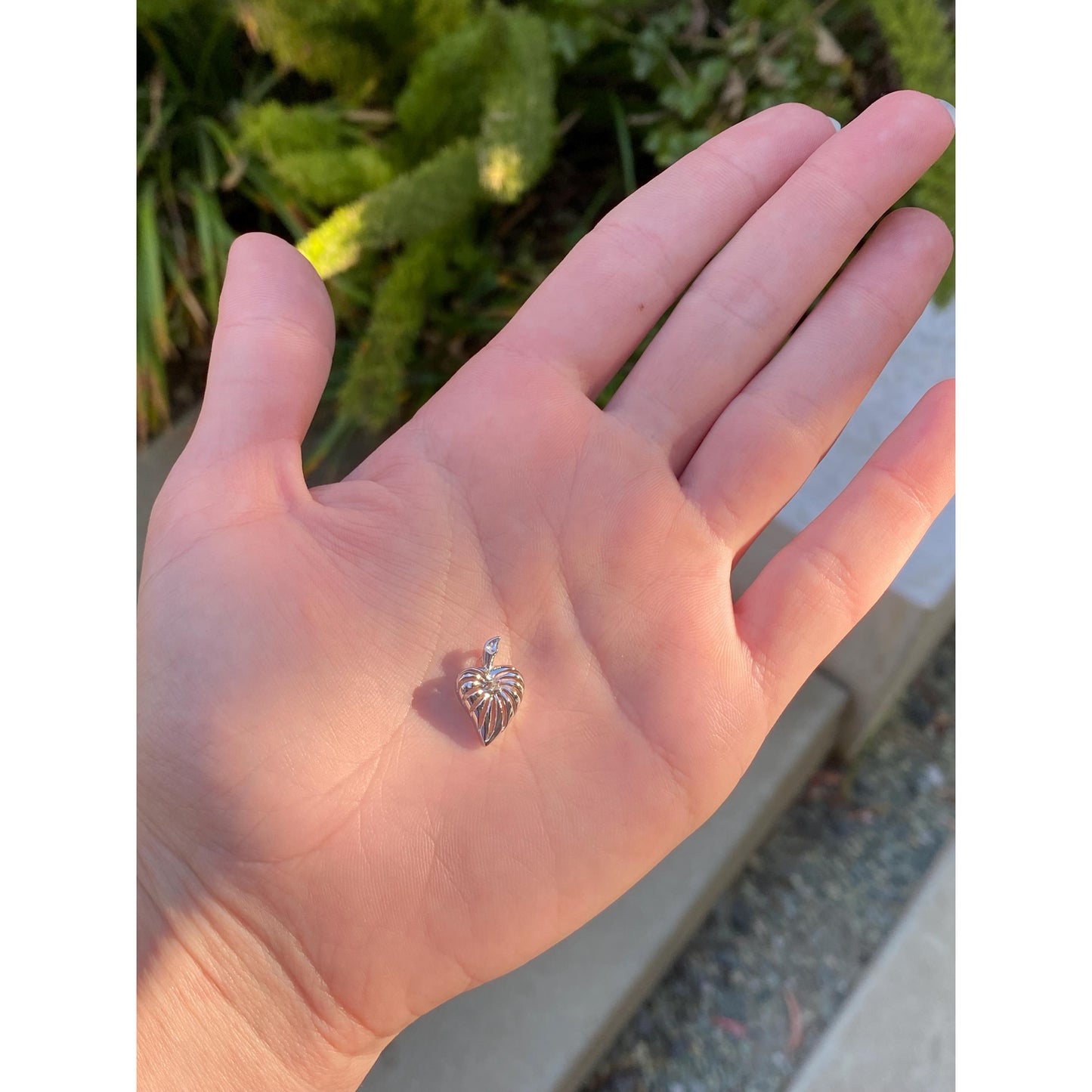 Solid 14k White Gold Clear Sapphire Heart Charm