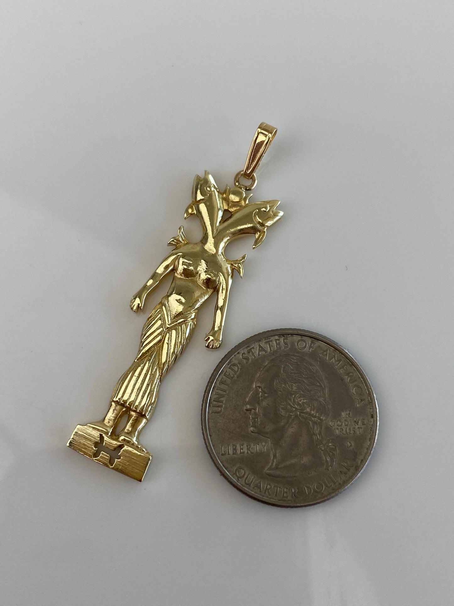 Vintage Solid 14k Yellow Gold Pisces Fish Goddess Charm