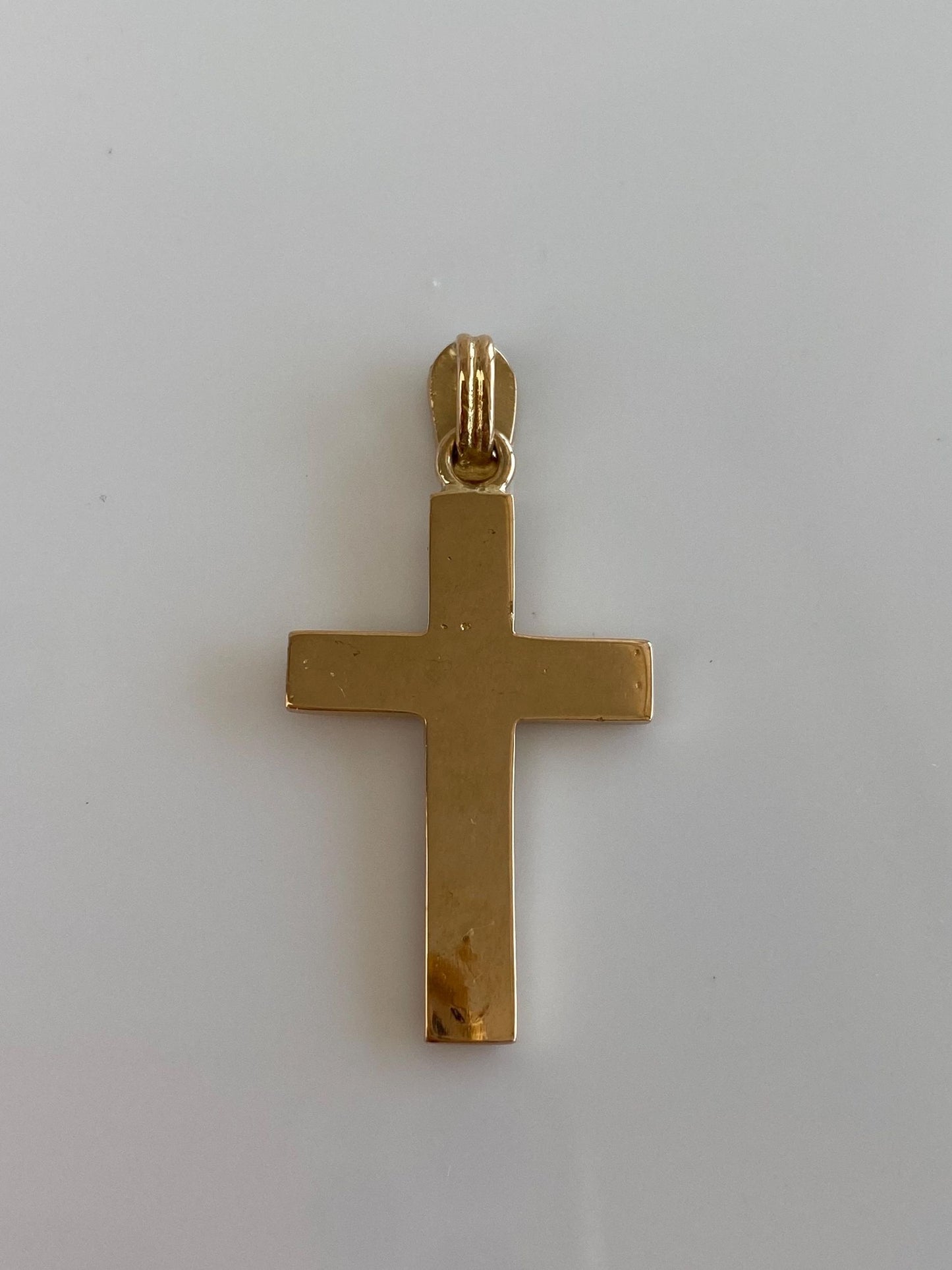 Vintage Solid 18k Yellow Gold Raw Diamonds Cross Charm