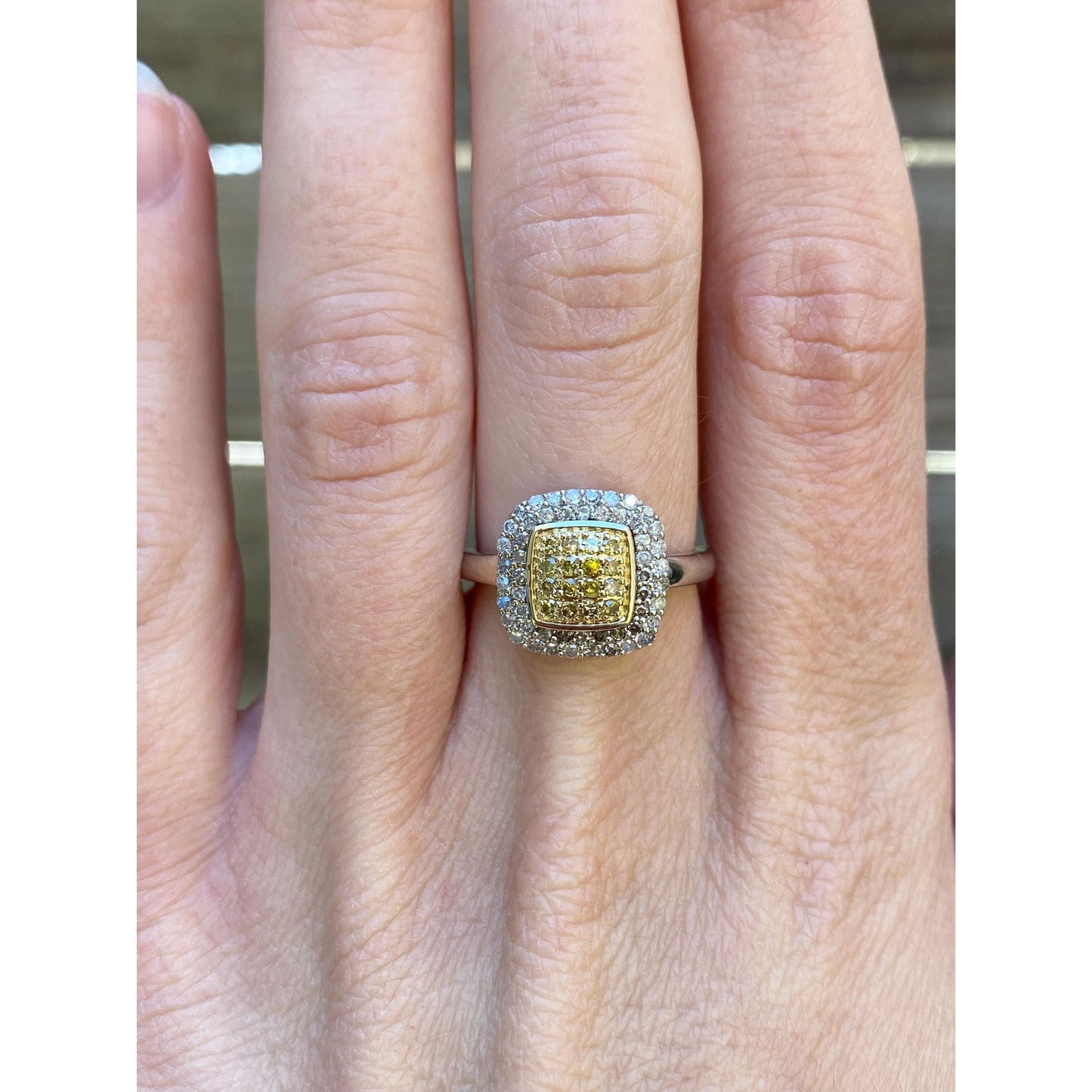 Vintage Solid 14k White & Yellow Gold Diamond Ring - Size 6.75