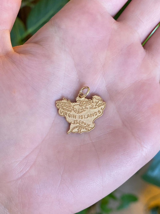 Vintage Solid 14k Yellow Gold Virgin Islands Charm